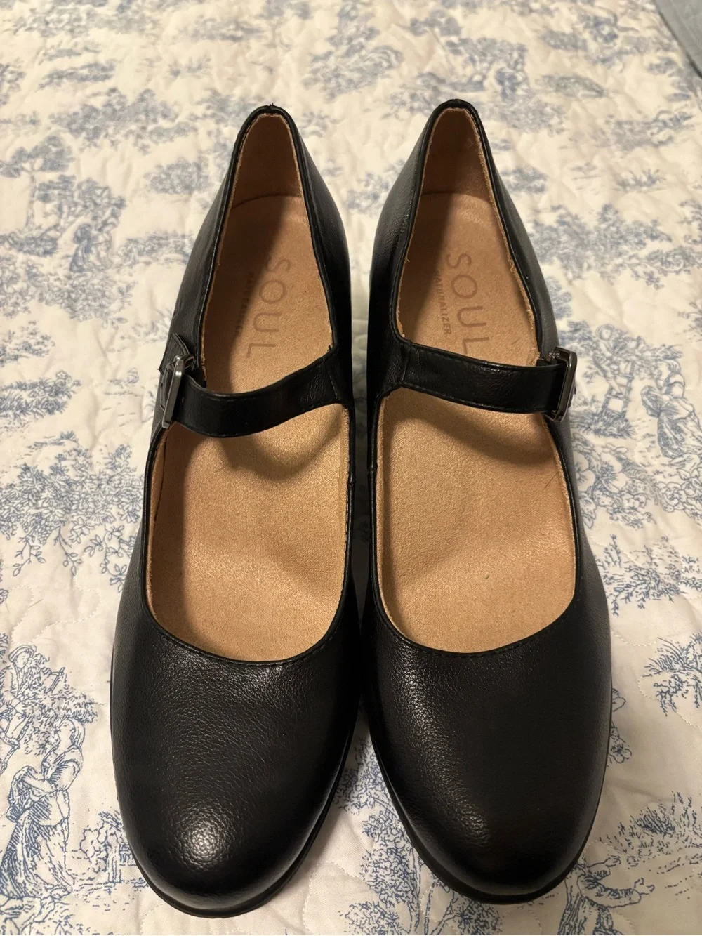 Black Mary Jane Style Platform Wedges